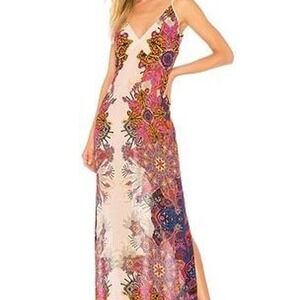 Free People Wildflower Printed Slip Dress Ivory Floral Midi Boho Cottagecore S